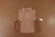 Old Navy Women's Size XL Brown PowerSoft 1/2-Zip Sleeveless Cropped Top NWT
