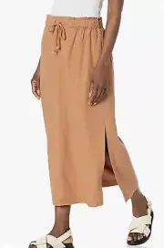 NWT Splendid Maxi Skirt Small Linen Blend Clay Boho Lagenlook Minimalist Coastal