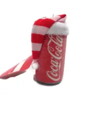 Coca-Cola Kurt Adler Glitter Can Christmas Ornament With Striped Cap Hat