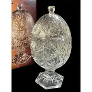 Katya Luminarc Crystal 9" Domed Lidded Egg Candy Dish New