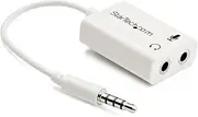 StarTech.com 3.5mm 4 Position to 2X 3 Position 3.5mm Headset Splitter Adapter M/F - White Headphone Microphone Splitter - 4 pin / 4 Pole