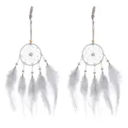2pcs Dream Catchers with Crystal Beads Wall Decor for Decoration, Light Grey
