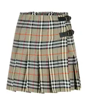 Burberry Checked Pleated Fringed-Waist Mini Skirt UK8,UK10,UK6,UK4 Grey
