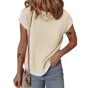 Women's T Shirt Plain Fashion Stylish Classic Short Sleeve Crew Neck Regular Tops Daily Weekend Patchwork Black White Wine Beige Summer