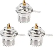 tunghey 3Pack SO239 Bulkhead Conector, Pl259 Female Nut Bulkhead Panel Mounting Straight Socket with UHF Handle Deck Clip Solder Post Coaxial Adapter for for CB radios, Test Equipment