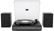 Victrola Harmony – Bluetooth Turntable System– 3-Speed Vinyl Record Player, Stereo Bookshelf Speakers, Mid-Century Modern Design, Audio Technica ATN3600L, Bluetooth Input and Output (Black)