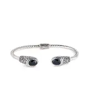 Samuel B. Jewelry Sterling Silver Black Onyx Twisted Cable Bangle Bracelet