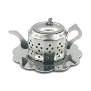 2PCS Simple Stainless Steel Kettle Shape Tea Leaf Strainer Filter Stainless steel lace teapot
