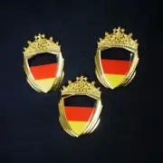 3x Golden Chrome Germany Flag Metal Emblem Badge Decal Sticker Turbo Performance (for: Renault)