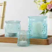 Nesting Blue Glass Votive Candle (Set of 3) Vintage Tea Light Holders