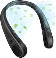 [HFglobal] Neck Fan Hands Free Bladeless Personal Fan, USB Powered 3-Speed Neck Fan for Outdoor Indoor (Black-03)