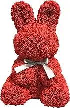 Bunny | 9.84 Inch Handmade Flowers Romantic Bunny with Pink Rabbit, Preserved Immortal Flower for Anniversaries Birthday Valentine's Day Home Decor