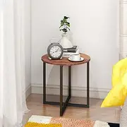 Diolong Round Coffee Table, Accent Side Table, End Table, Nightstand, for Living Room/Bedroom/Outdoor (Black and Rustic Brown)