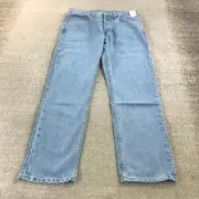 HNST Jeans Mens 33 x 32 Straight Denim Relaxed Tapered Blue Casual Pants