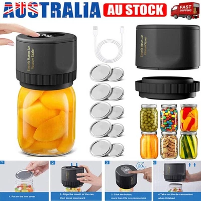Electric Mason Jar Vacuum Sealer Kit for Food Canning Jars w/ Mouth Wide/Regular