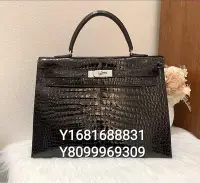 在飛比找Yahoo!奇摩拍賣優惠-專櫃正品 HERMES KELLY 35 黑色 白金鑽石扣 