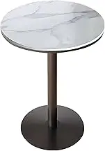 Round Bistro Pub Table, Marble Top Metal Frame Kitchen Table, Bar Height Cocktail Table Coffee Meeting Table for Patio, Backyard, Dining Room, Parties, Weddings(Height 75cm/2.5ft)