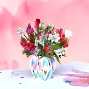 Colourful Daffodil Bouquet in Vase 3D Pop Up Card