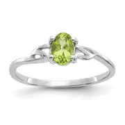 14K White Gold Polished Geniune Peridot Birthstone Ring