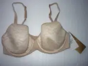 NWT CHANTELLE BRA-SZ 32D-NUDE-3 HOOK BACK-CONTOUR CUPS- -UNDERWIRE