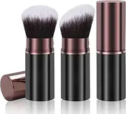 Keriloo Retractable Kabuki Makeup Brush, 2 Pack Travel Powder Foundation Makeup Brush Face Blush Brushes for Blending Liquid, Blush, Bronzer, Buffing, Sunscreen,Flawless Cosmetics