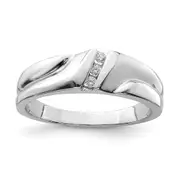 Sterling Silver Rhodium Plated Diamond Men's Ring