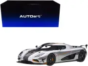 2017 Koenigsegg Agera RS 1/18 Model Car Moon Silver Carbon Orange Accents Aut...