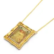 [Used Japan Necklace] Alphonse Mucha'S Painting Accessories Art Nouveau Master W