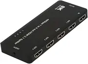 Cablecc 4 Port 8K@60Hz 4K@120Hz HDMI 2.1 Splitter Distribute 1 in/Signal to 4 Out/Screens, Support HDCP Stack Connection with 3.5mm Audio for PS5