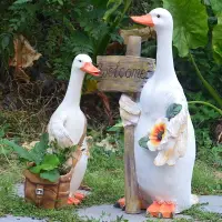 在飛比找樂天市場購物網優惠-可愛鴨子模型鴨子擺件花園庭院裝飾品環藝景觀雕塑店鋪商場工藝品