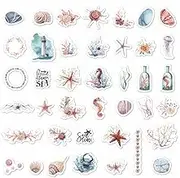 Cute Planner Stickers 80 pcs, Mini Aesthetic Marine Organism Sticker, Trendy Decals for Water Bottles, Phone Cases, Laptops, Calendars, Scrapbook, Bullet Journal, Album (Marine Organism Style)