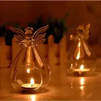 在飛比找蝦皮購物優惠-天使玻璃燭臺歐式透明蠟燭臺祈願許願祝福工藝品飾品擺件 天使玻