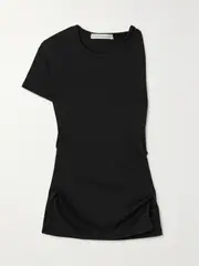 [Christopher Esber] Christopher Esber - One-sleeve Cutout Twisted Stretch Ribbed-knit Top - Black - UK 12 UK 12 Black