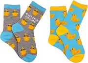 [Everything Legwear] Kids Easter 2 Pair Pack Crew Socks - Chicks Dig Me - Fits Shoe Size 9-3 (2 Pair), Chicks Dig Me, One Size