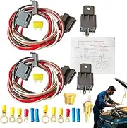 Radiator Fan Relay Kit - Radiator Fan Button 12V40A | Waterproof Accessories with Temperature Sensor for Rainy Days