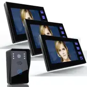 7" Wired Video Door phone Intercom Doorbell Home Security Camera with 3 Monitors
