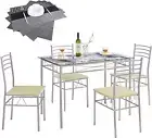 5 Piece Dining Set Table and 4 Chairs Glass Metal Kitchen Breakfast Furniture