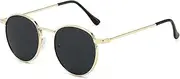 [Sibeg] Metal Round Sunglasses for Women 2024 New Vintage Classic Sun Glasses Men Retro Eyeglass UV400(Color:Black)