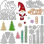 4 Pcs Christmas Cutting Dies for Card Making, FineGood Merry Christmas Santa Die Cuts, DIY Christmas Tree Metal Die-Cuts Stencil Crafts for Album Scrapbooking Card Decor