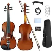 [ModouString] Acoustic Electric Violin 4/4 Full Size, 5 string Solid Maple Spruce with Metallic Paint, Ebony Fittings, Free Case and Bow, Beginner Kit for Adults and Teens (Yellow)