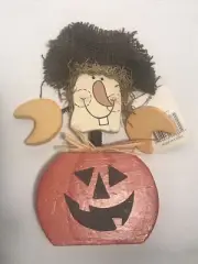 Halloween Scarecrow Man Wood Wobbler Art Decor Pumpkin Scarecrow - 8” Orange