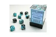Chessex Dice Sets: Gemini # 5 12mm d6 Black Shell/White (36)