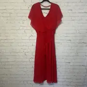 NWT City Chic Softly Tied Flutter Sleeve Dress in Lipstick Red Size 22