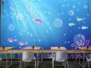 3D Cartoon Aquatic Plant Bubble Dinning Room Wallpaper Wall Mural Kitchen Poster