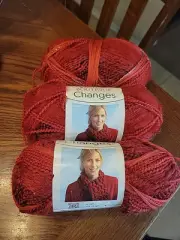 Red Heart Boutique Changes Yarn Lot of 3 Skeins #9902 Ruby / 3.5 oz ea.