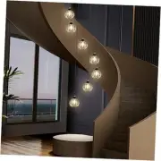 Crystal Chandeliers for Staircases, 7-Light Black Modern Chandeliers for High