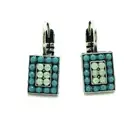 Mariana Earrings Rectangular Beaded Turquoise & Opal Austrian Crystals Fiesta...