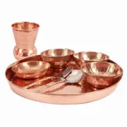 Copper Hammered Thali Dinner Set Restaurant Serveware Dinnerware Kitchen Gift