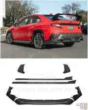 For 22-Up Subaru WRX CS Style ABS Matte Black Front Splitter Side Skirt Rear Lip