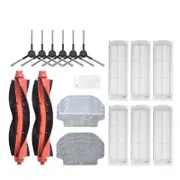 21pcs Replacements for XIAOMI MIJIA STYJ02YM Vacuum Cleaner Parts Accessories 6*Side Brushes 6*Filters 3*Wet Rag 3* Wet Dry Rag 2*Roll Brush 1*White C